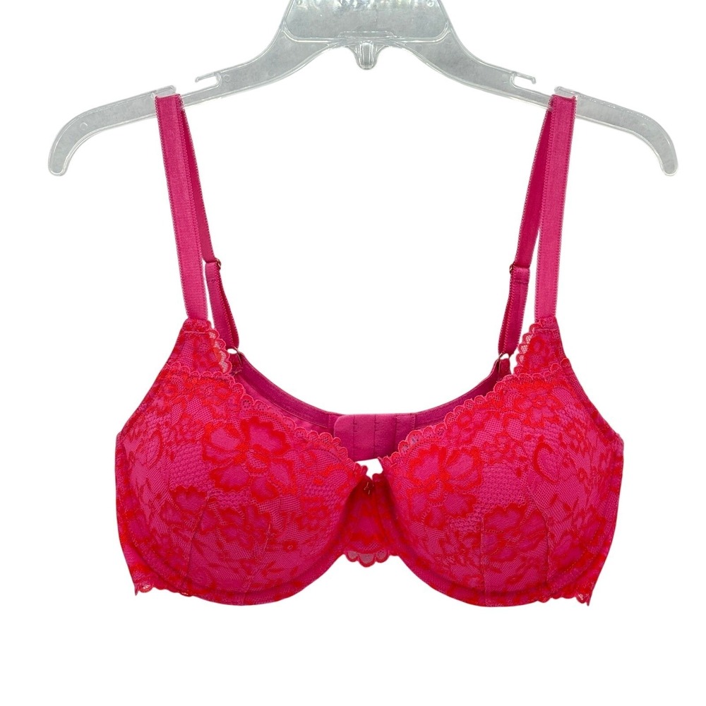 Savage X Fenty Hot Pink Lace Underwire Bra Floral Lingerie Sexy NWT 36DD